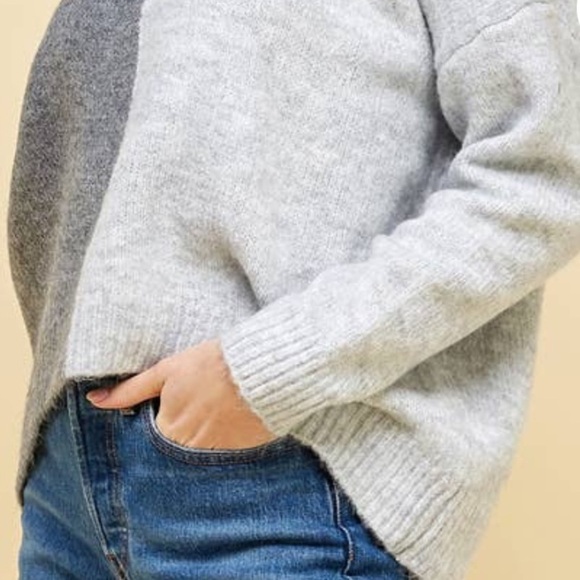 Pinch Split Colorblock Sweater in Grey Multi Sz Small Academia - Picture 11 of 13